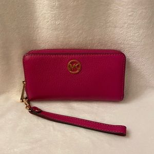 Michael Kors Pink Pebble Leather Wallet